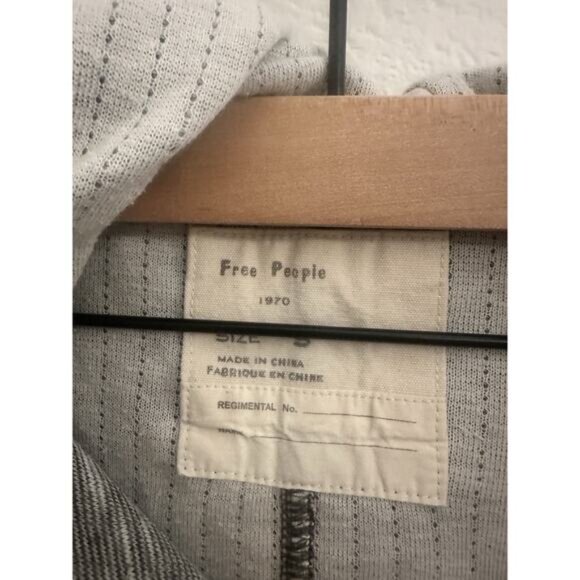 FREE PEOPLE ANTHROPOLOGIE HEATHERED GRAY ZIP UP SWEATSHIRT‎ DRAWSTRING HOOD SZ S - Picture 5 of 5